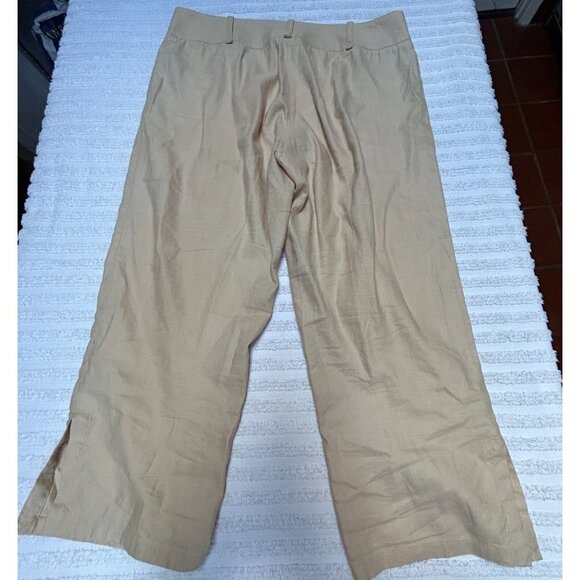 Max Studio Women's Mid-Rise Khaki Capri Pants Size 10 Lightweight Linen Blend - Picture 2 of 9
